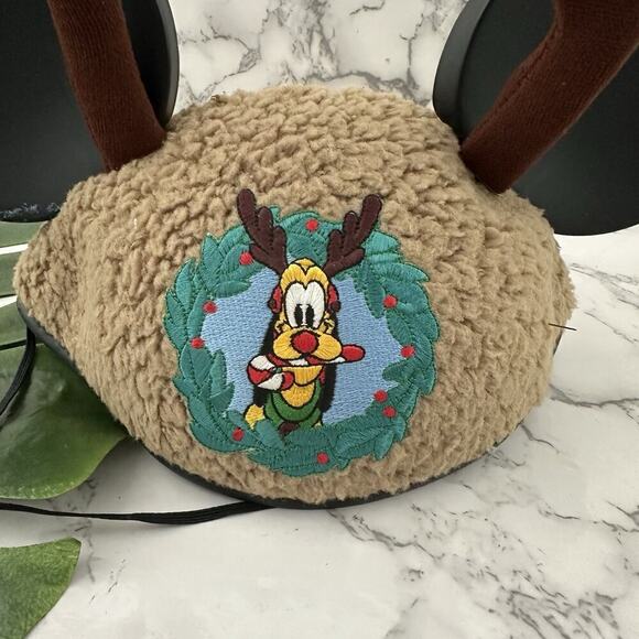 Disney Parks Pluto Antlers Mickey Ears Hat Adult Size Sherpa Brown Holiday main image 6